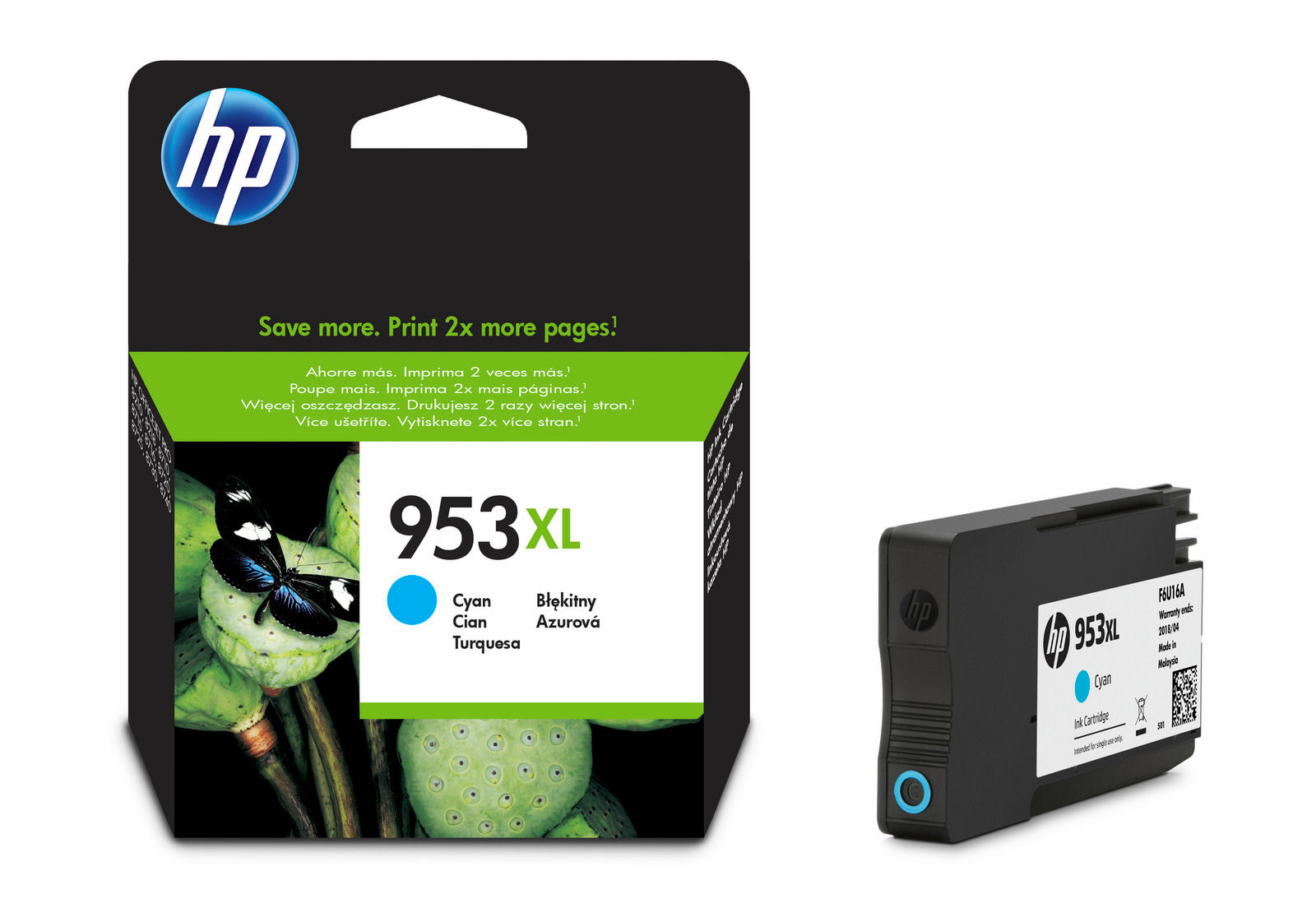Mực in HP 953XL High Yield Cyan Original Ink Cartridge (F6U16AE)