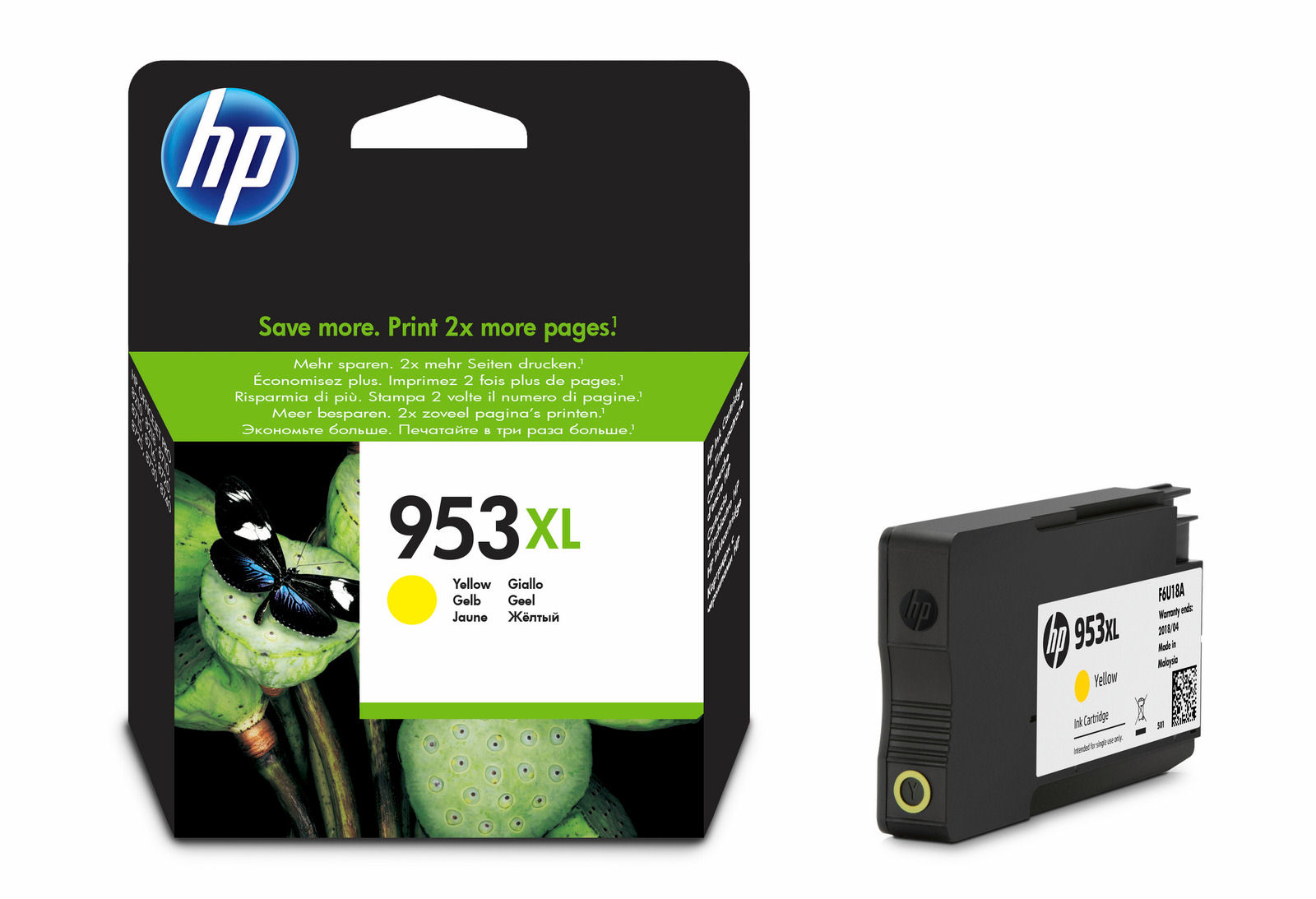 Mực in HP 953XL High Yield Yellow Original Ink Cartridge (F6U18AE)